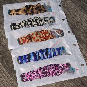 ⌚5 Pack Bundle -Mixed Pattern 20mm Scrunchie Watchband for Samsung and Watch Lot